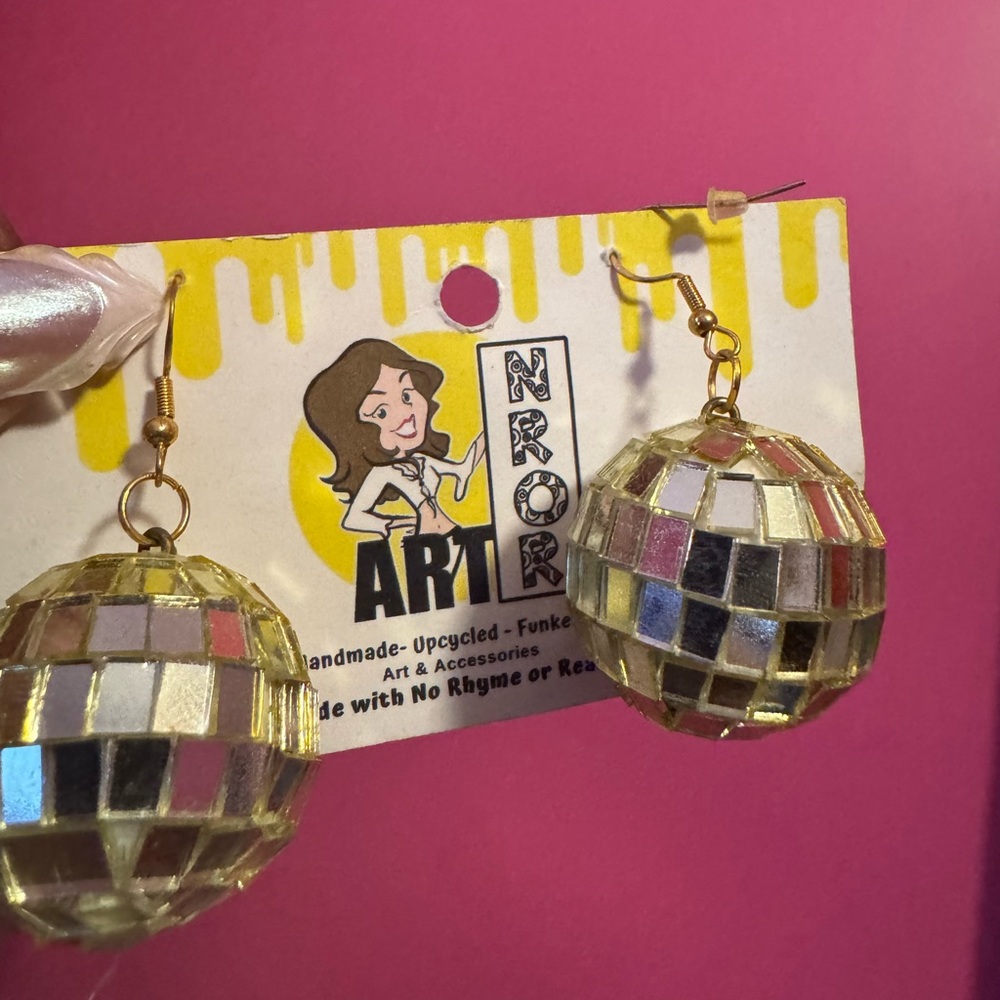 Gold Disco Ball Earrings